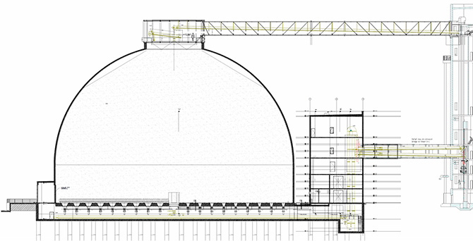 Section drawing of the new silo